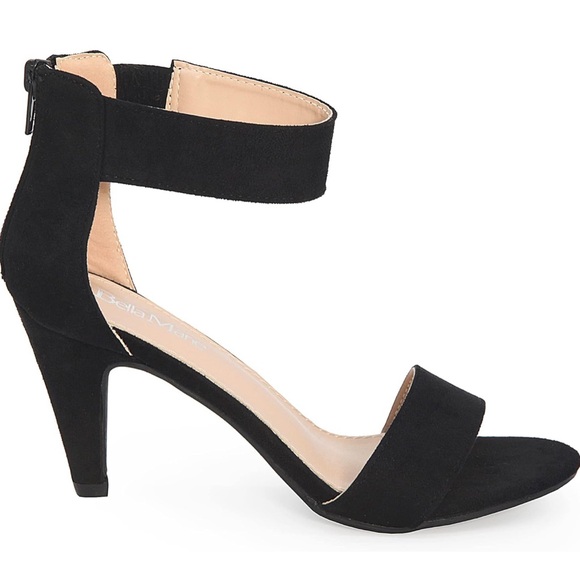 BELLA MARIE Elysa Open Toe Ankle Strappy Heels Black Suede Size 8.5 - Picture 15 of 15